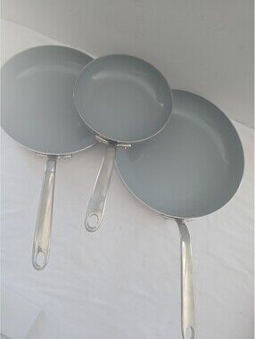 Tramontina 3-piece Tri-Ply Clad Stainless Steel Ceramic Nonstick Fry Pan -